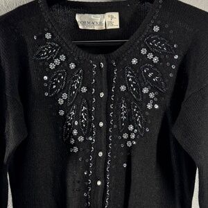 VTG Bob Mackie Studio Glamour: The Silk & Angora Silver/Pearl Beaded Cardigan